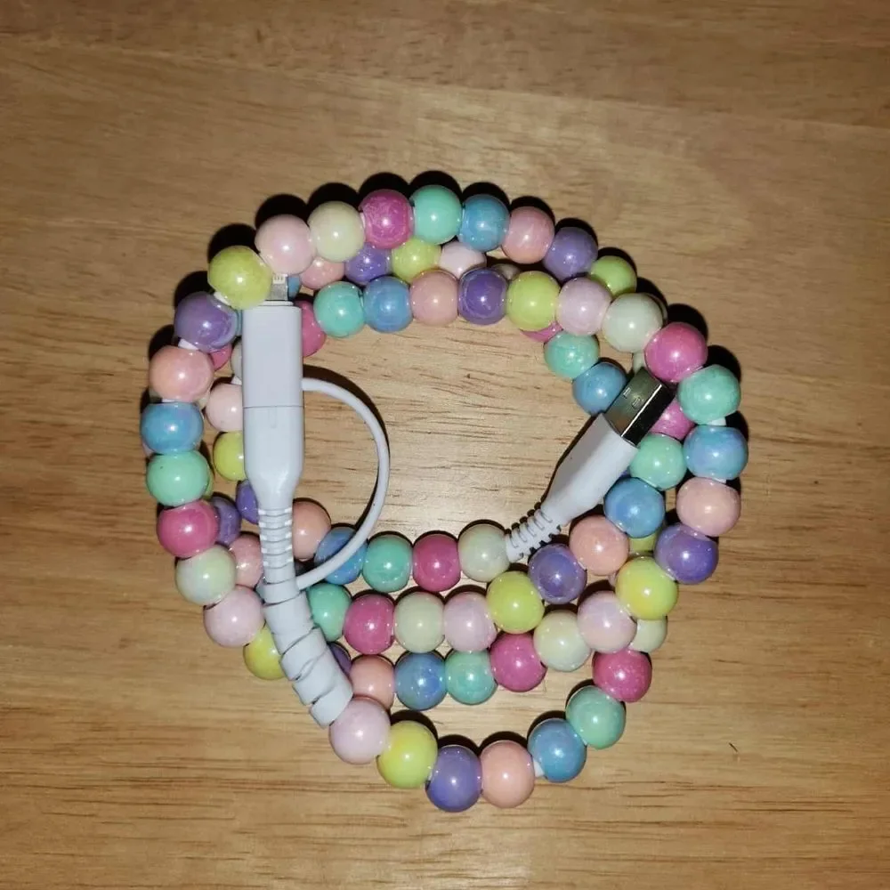 NEW! 2 in 1 USB Charging Cable - Beaded Assorted Colors - 3 Ft.